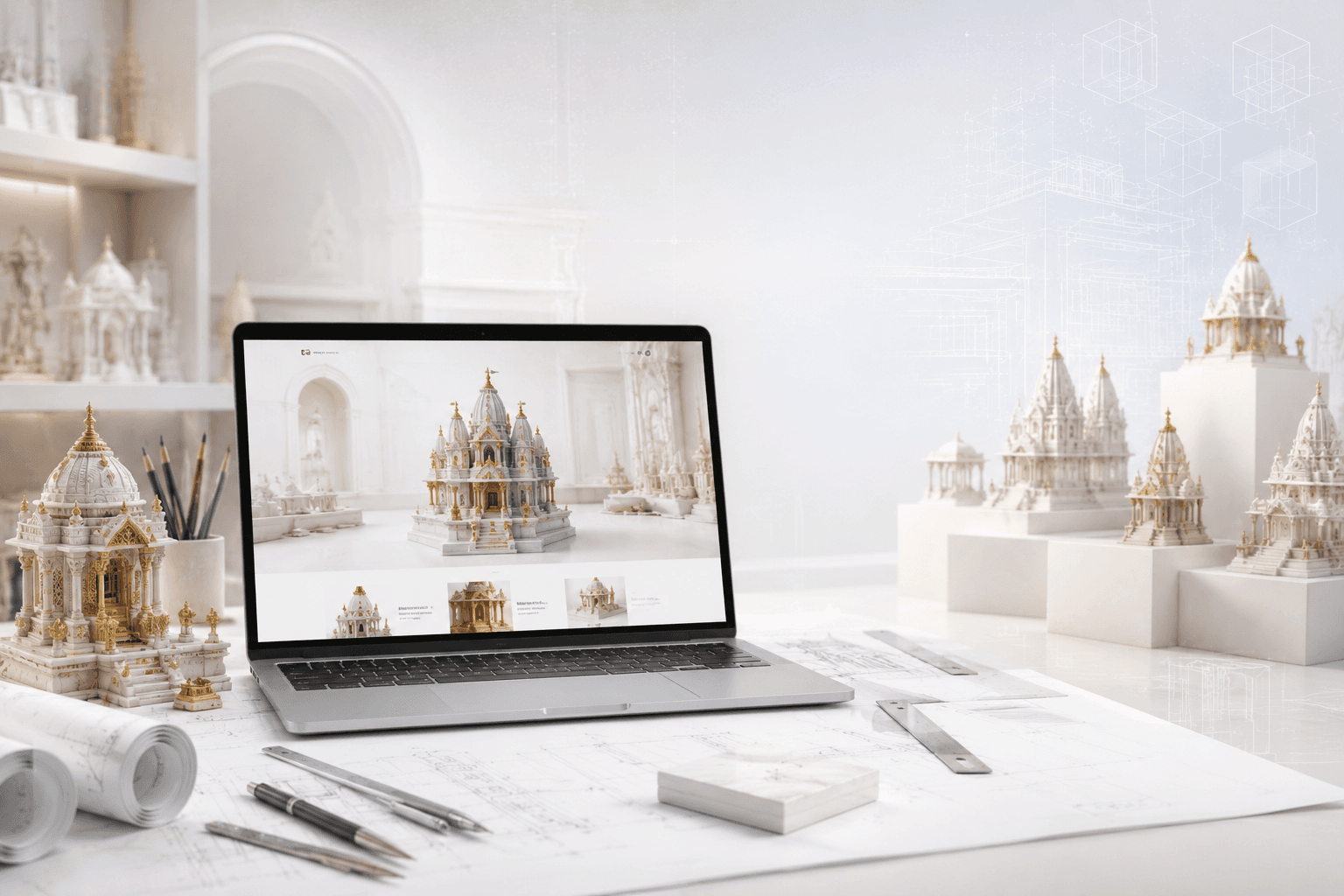 Luxury miniature architecture workspace