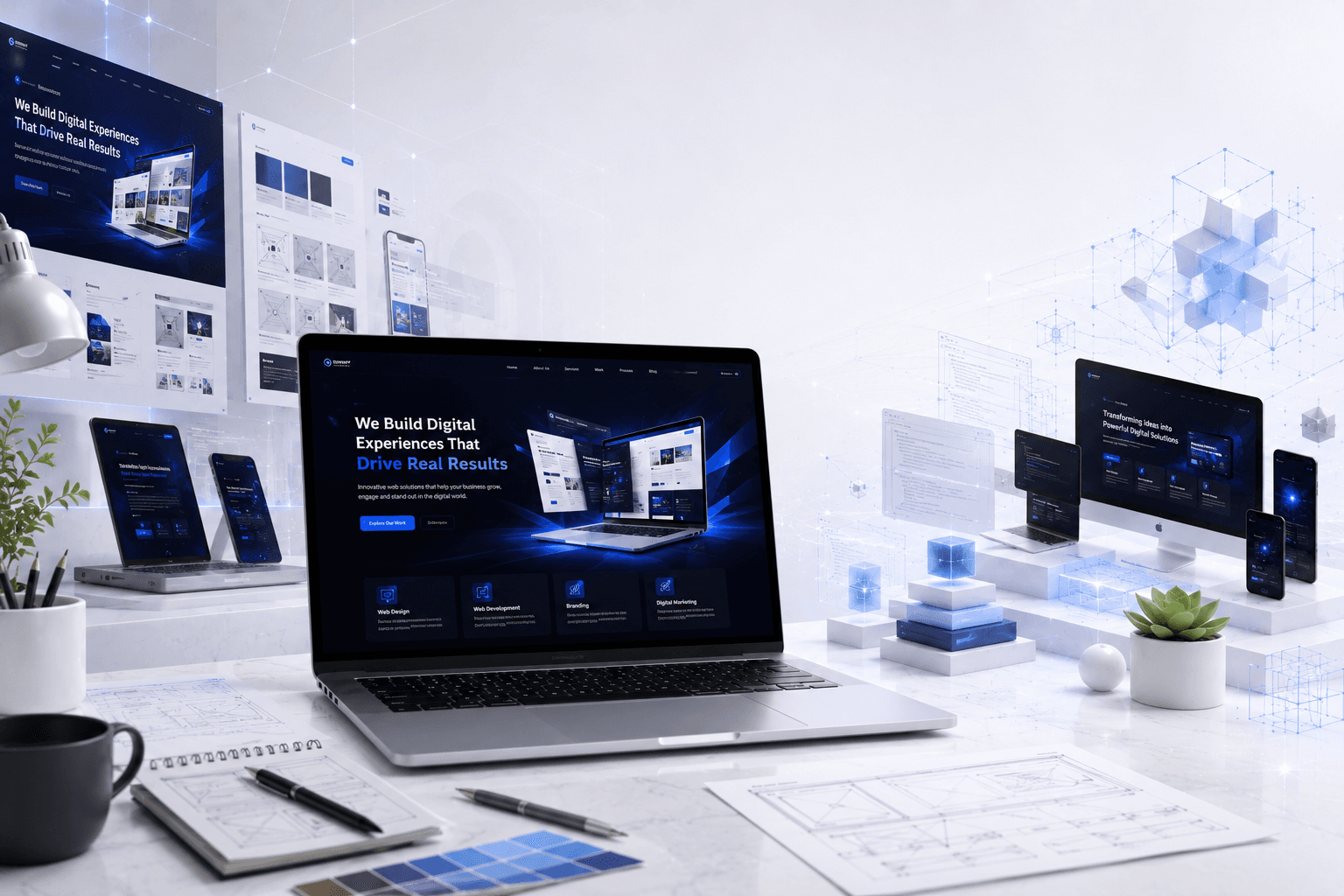 Digital agency workspace background